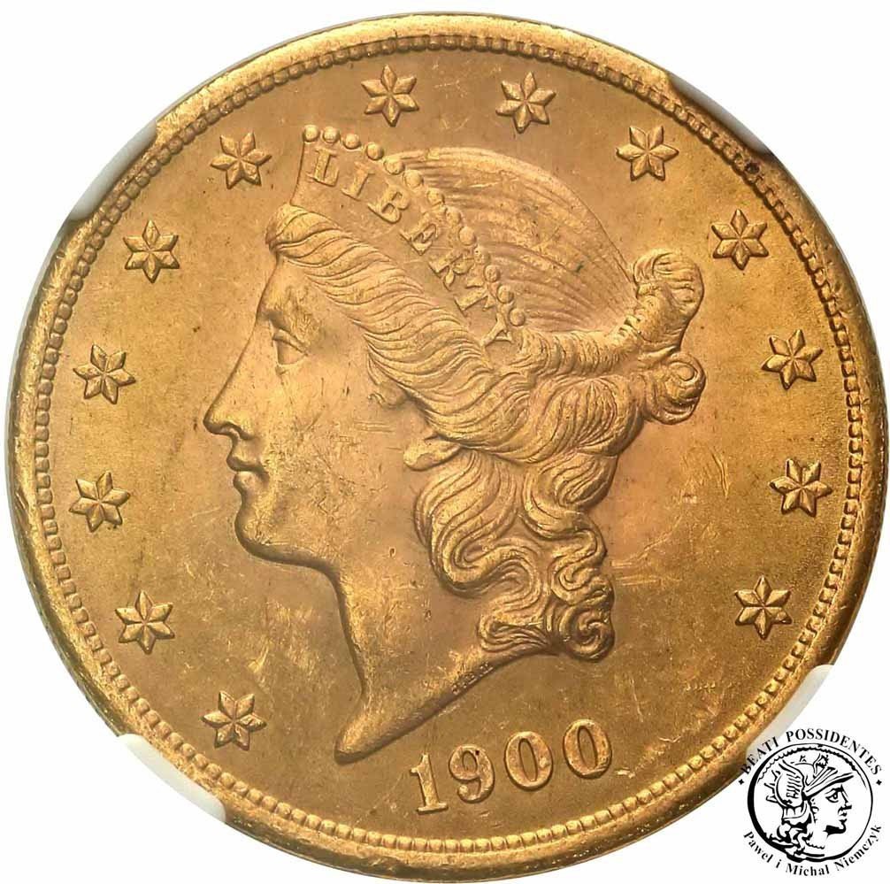 USA 20 dolarów 1900 Philadelphia NGC MS62+